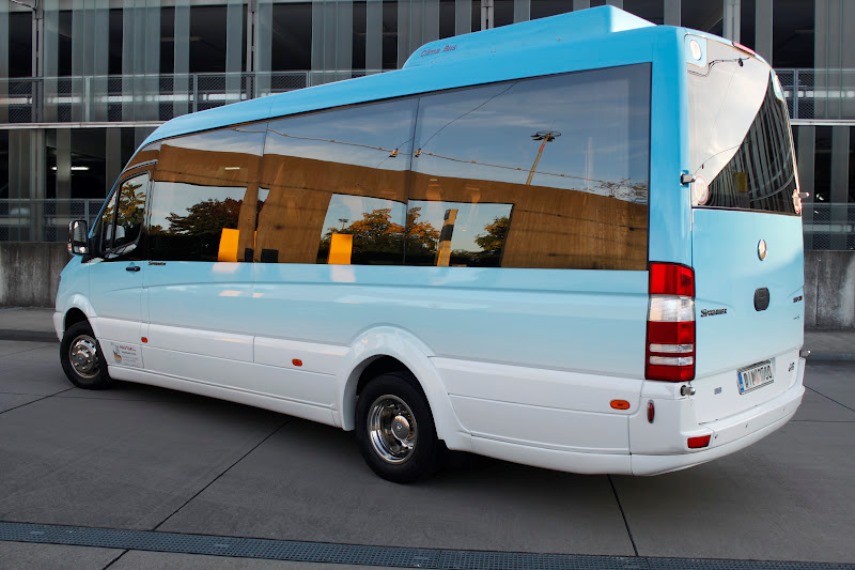 Mercedes Sprinter minibus rear view